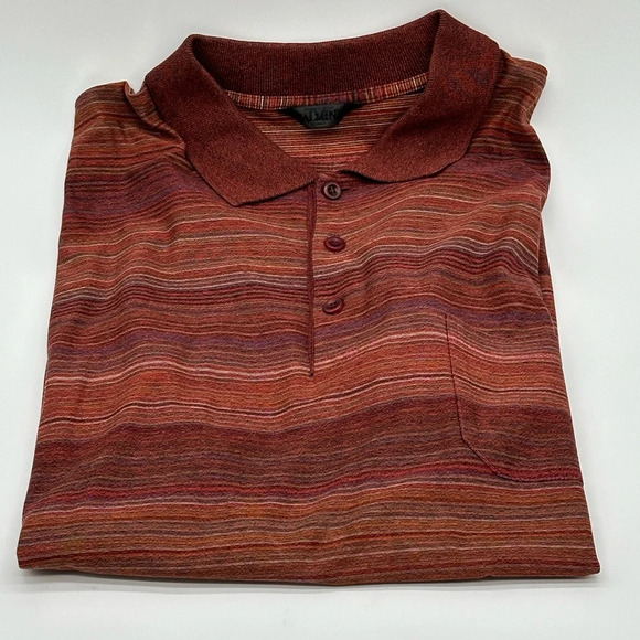 Dalmine Uomo Mens Polo Shirt Striped Made in Italy Red/OrangeMulticolor Size 2XL - Picture 4 of 8